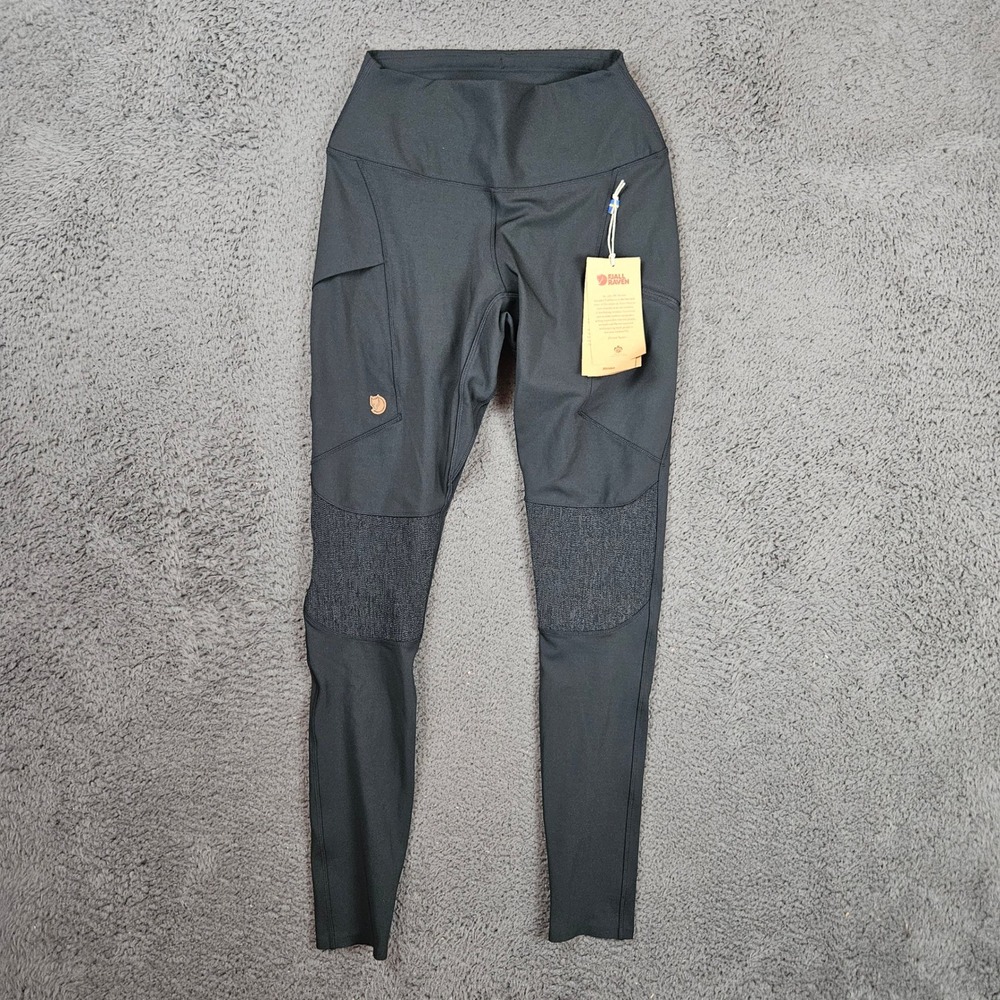 Fjallraven Abisko Trekking Tights Womens Small Black Reinforced Hiking Leggings